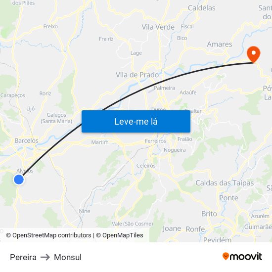 Pereira to Monsul map