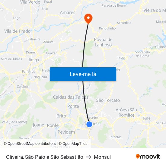 Oliveira, São Paio e São Sebastião to Monsul map