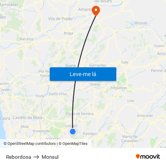 Rebordosa to Monsul map