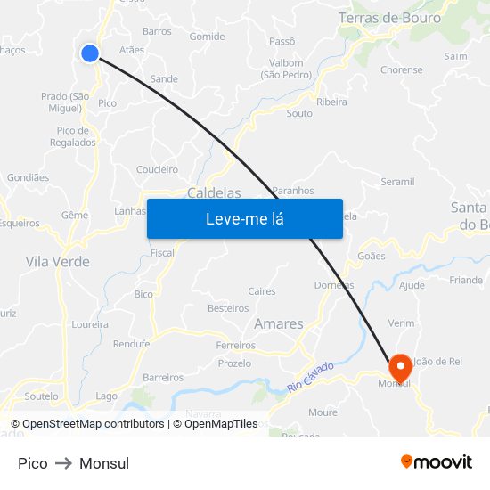 Pico to Monsul map