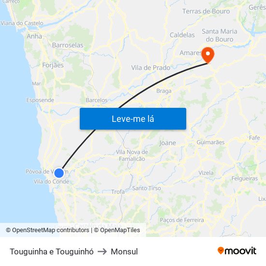 Touguinha e Touguinhó to Monsul map