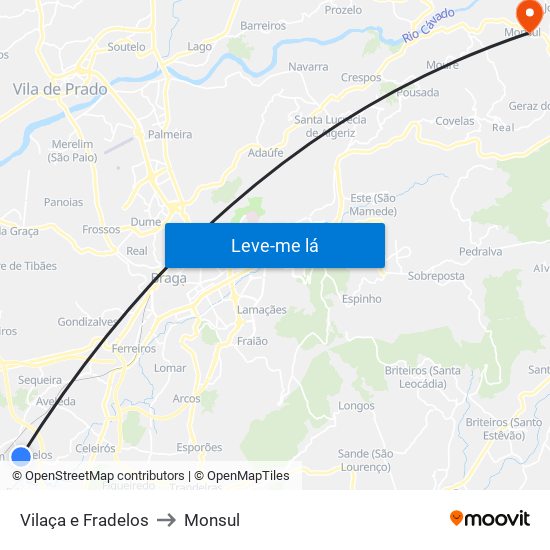 Vilaça e Fradelos to Monsul map