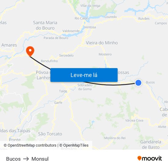 Bucos to Monsul map