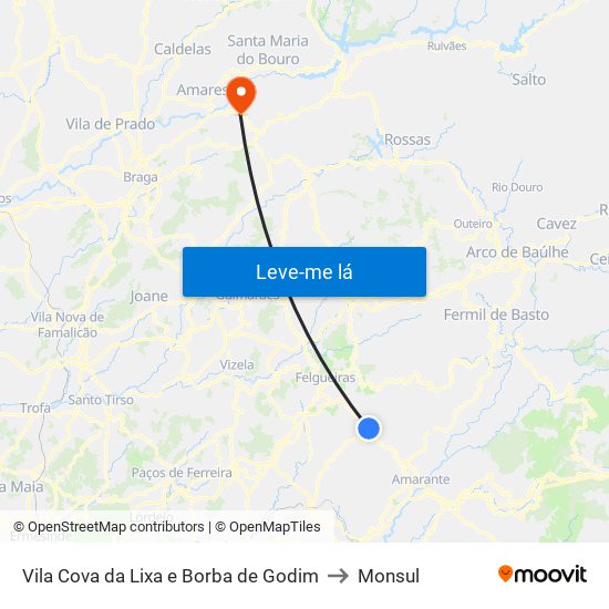 Vila Cova da Lixa e Borba de Godim to Monsul map