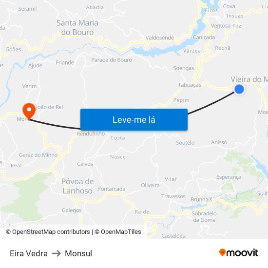 Eira Vedra to Monsul map