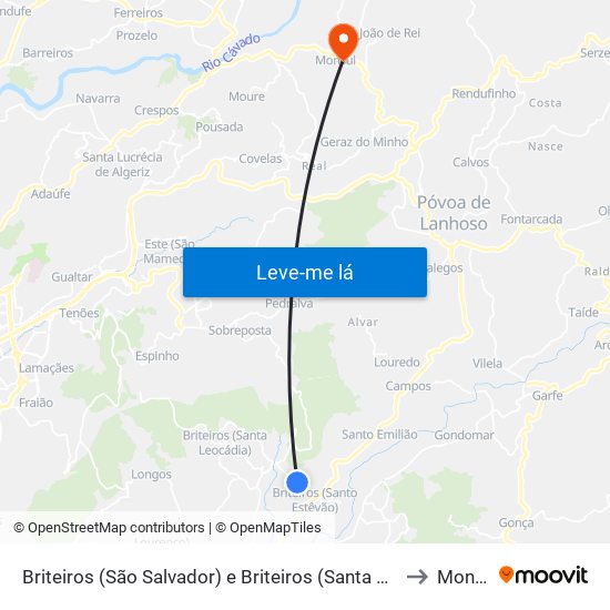 Briteiros (São Salvador) e Briteiros (Santa Leocádia) to Monsul map