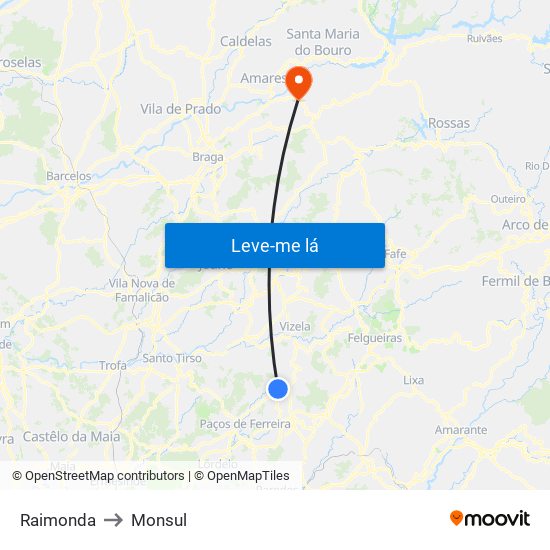 Raimonda to Monsul map