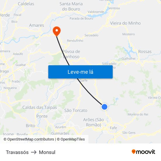 Travassós to Monsul map