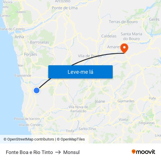 Fonte Boa e Rio Tinto to Monsul map