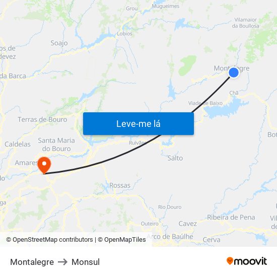 Montalegre to Monsul map