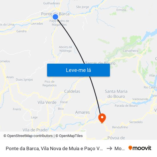 Ponte da Barca, Vila Nova de Muía e Paço Vedro de Magalhães to Monsul map