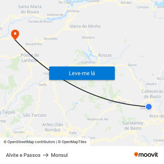 Alvite e Passos to Monsul map