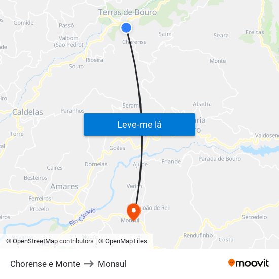 Chorense e Monte to Monsul map