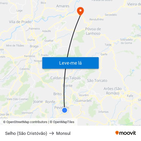 Selho (São Cristóvão) to Monsul map