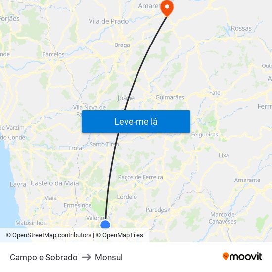 Campo e Sobrado to Monsul map