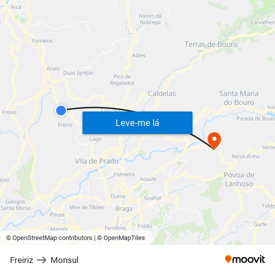 Freiriz to Monsul map