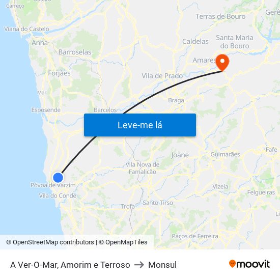 A Ver-O-Mar, Amorim e Terroso to Monsul map