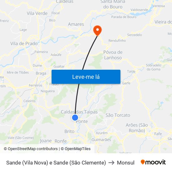 Sande (Vila Nova) e Sande (São Clemente) to Monsul map
