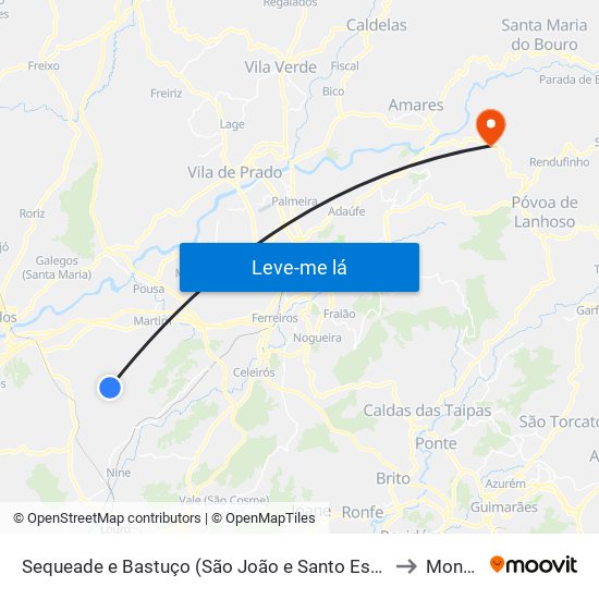 Sequeade e Bastuço (São João e Santo Estêvão) to Monsul map