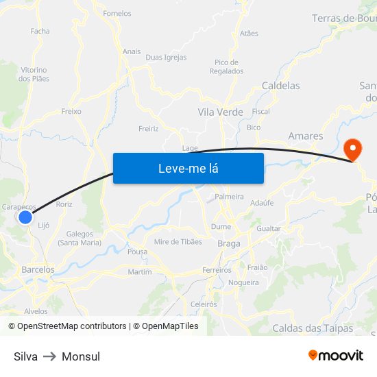 Silva to Monsul map