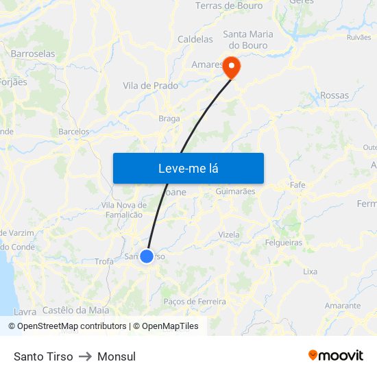 Santo Tirso to Monsul map