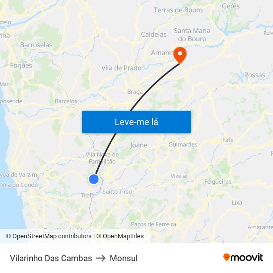 Vilarinho Das Cambas to Monsul map