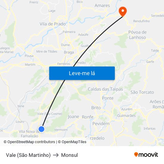 Vale (São Martinho) to Monsul map