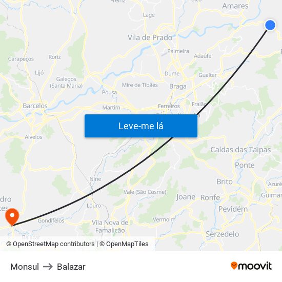 Monsul to Balazar map