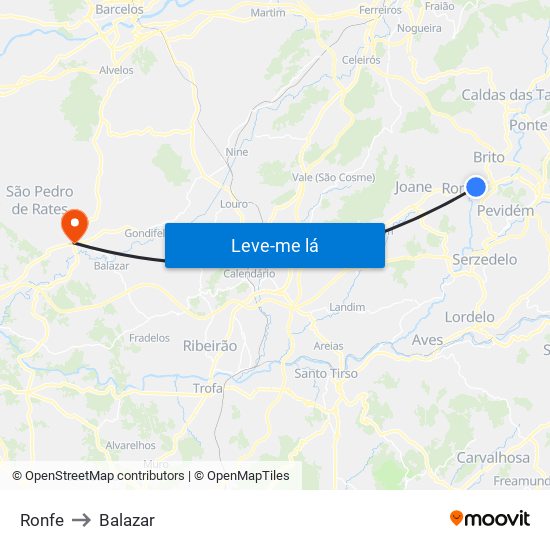 Ronfe to Balazar map