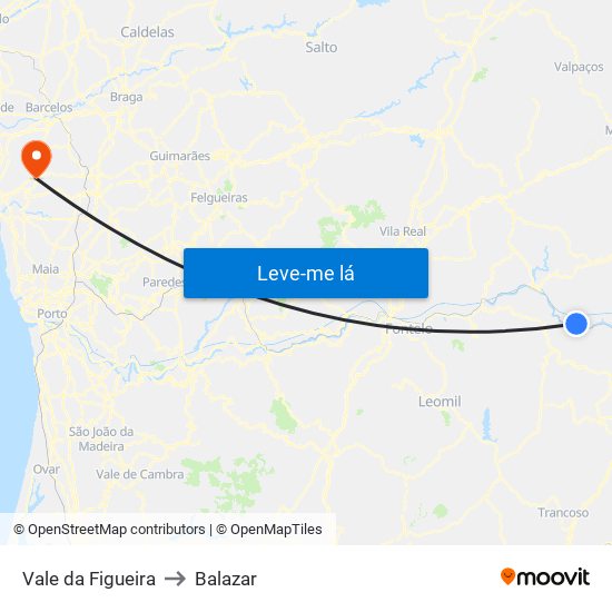 Vale da Figueira to Balazar map