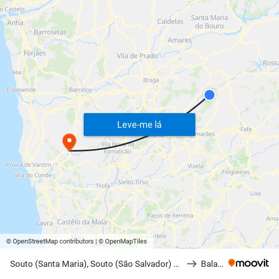 Souto (Santa Maria), Souto (São Salvador) e Gondomar to Balazar map