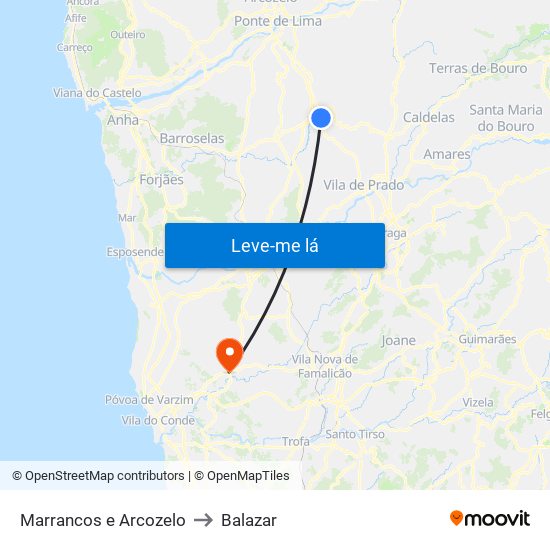 Marrancos e Arcozelo to Balazar map
