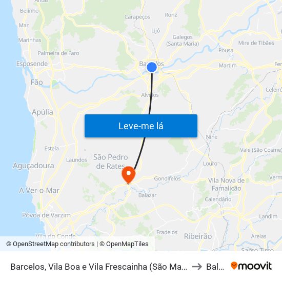 Barcelos, Vila Boa e Vila Frescainha (São Martinho e São Pedro) to Balazar map