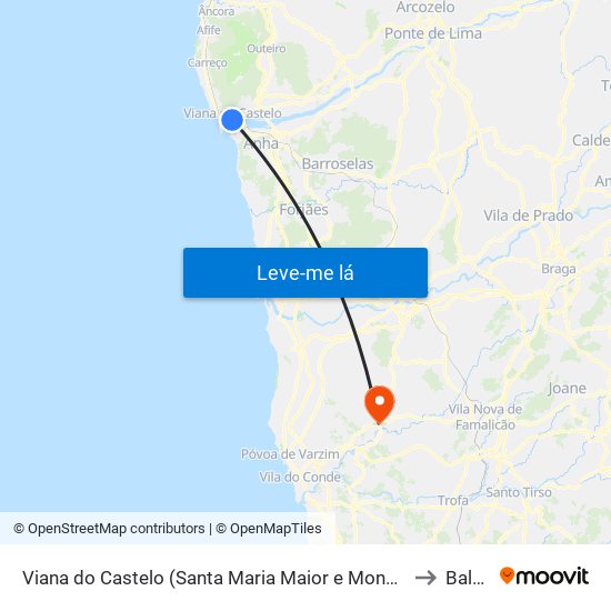 Viana do Castelo (Santa Maria Maior e Monserrate) e Meadela to Balazar map