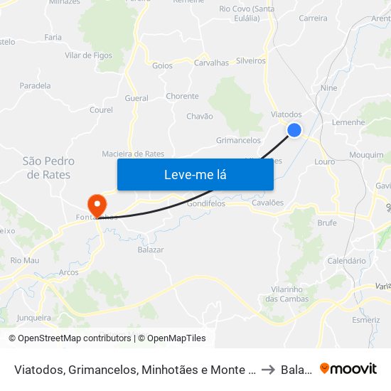 Viatodos, Grimancelos, Minhotães e Monte de Fralães to Balazar map