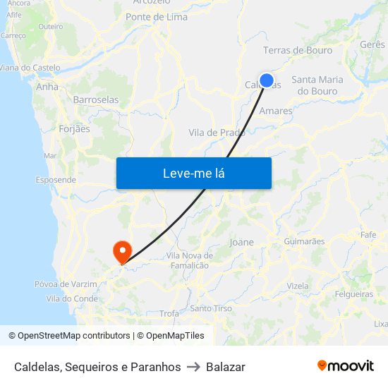 Caldelas, Sequeiros e Paranhos to Balazar map