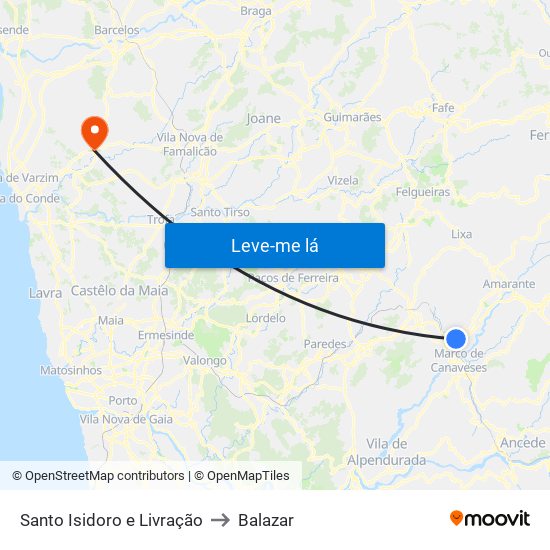 Santo Isidoro e Livração to Balazar map