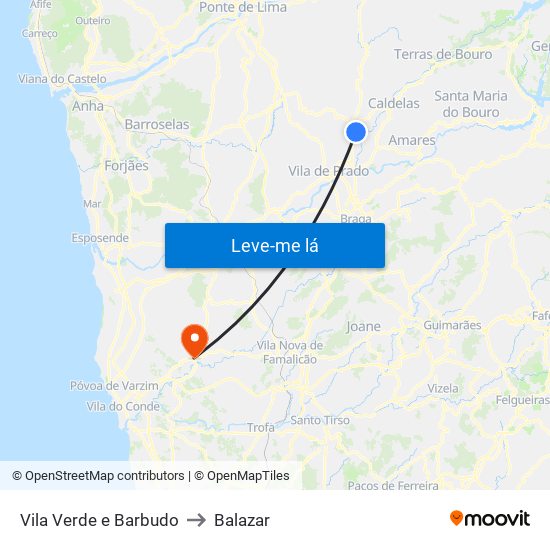Vila Verde e Barbudo to Balazar map