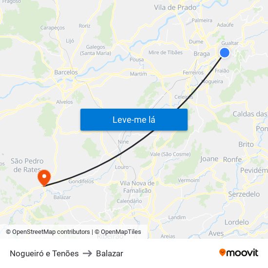 Nogueiró e Tenões to Balazar map