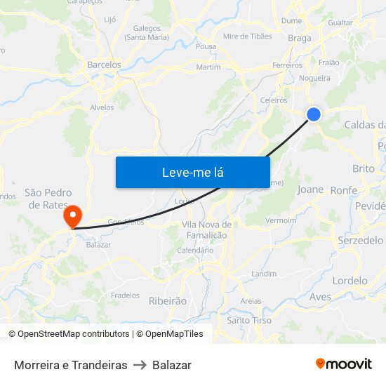 Morreira e Trandeiras to Balazar map