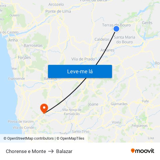 Chorense e Monte to Balazar map