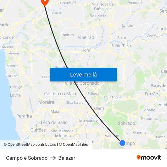 Campo e Sobrado to Balazar map