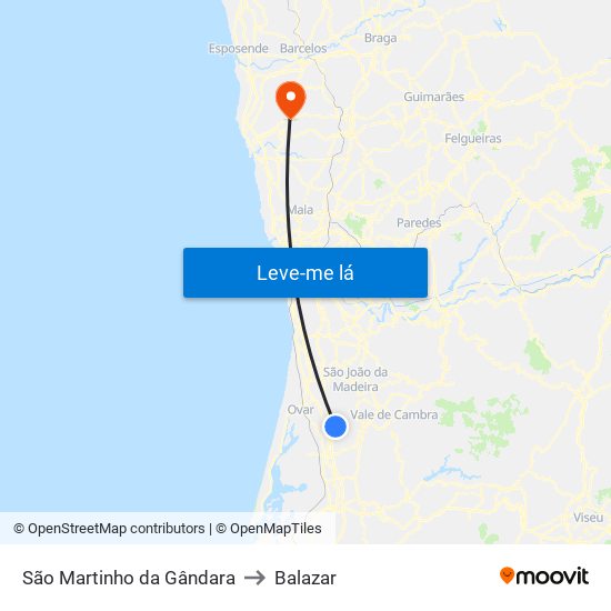 São Martinho da Gândara to Balazar map