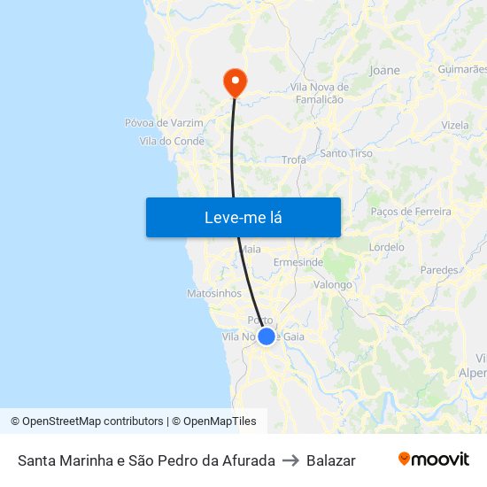 Santa Marinha e São Pedro da Afurada to Balazar map