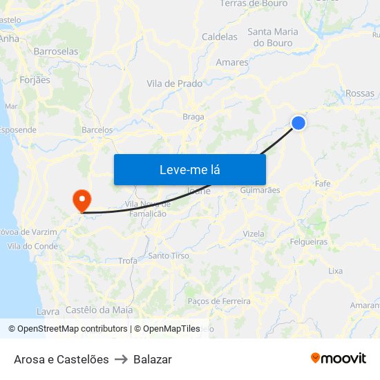 Arosa e Castelões to Balazar map