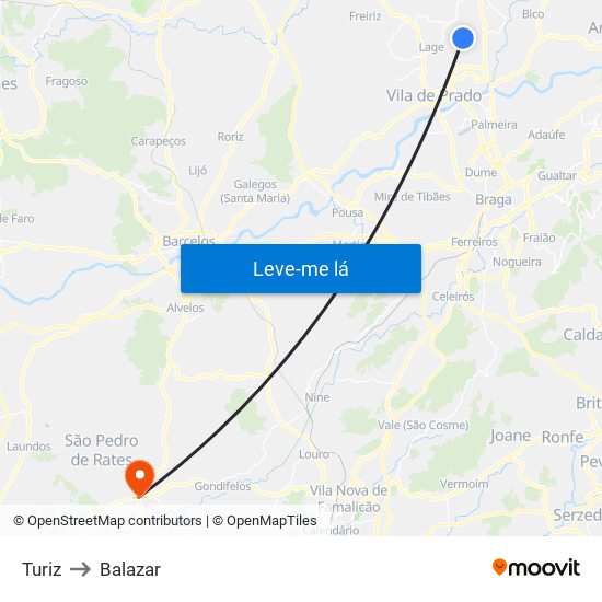 Turiz to Balazar map