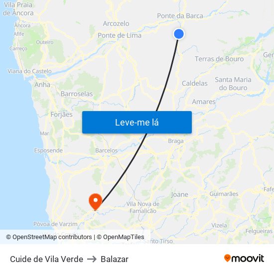 Cuide de Vila Verde to Balazar map