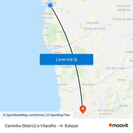 Caminha (Matriz) e Vilarelho to Balazar map