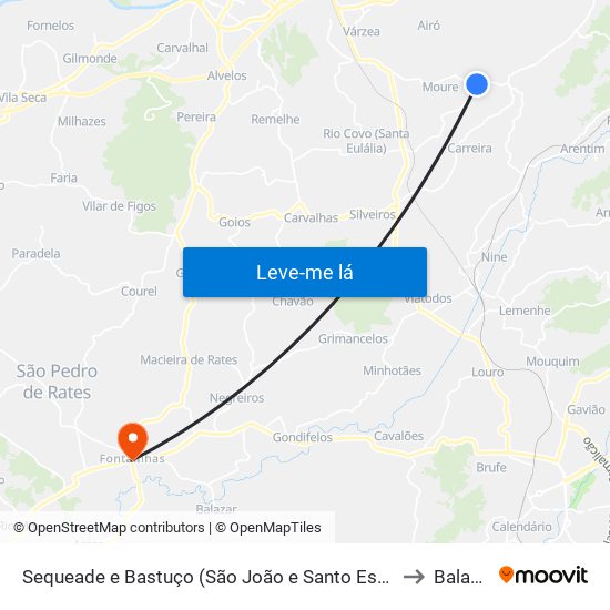 Sequeade e Bastuço (São João e Santo Estêvão) to Balazar map