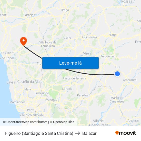 Figueiró (Santiago e Santa Cristina) to Balazar map
